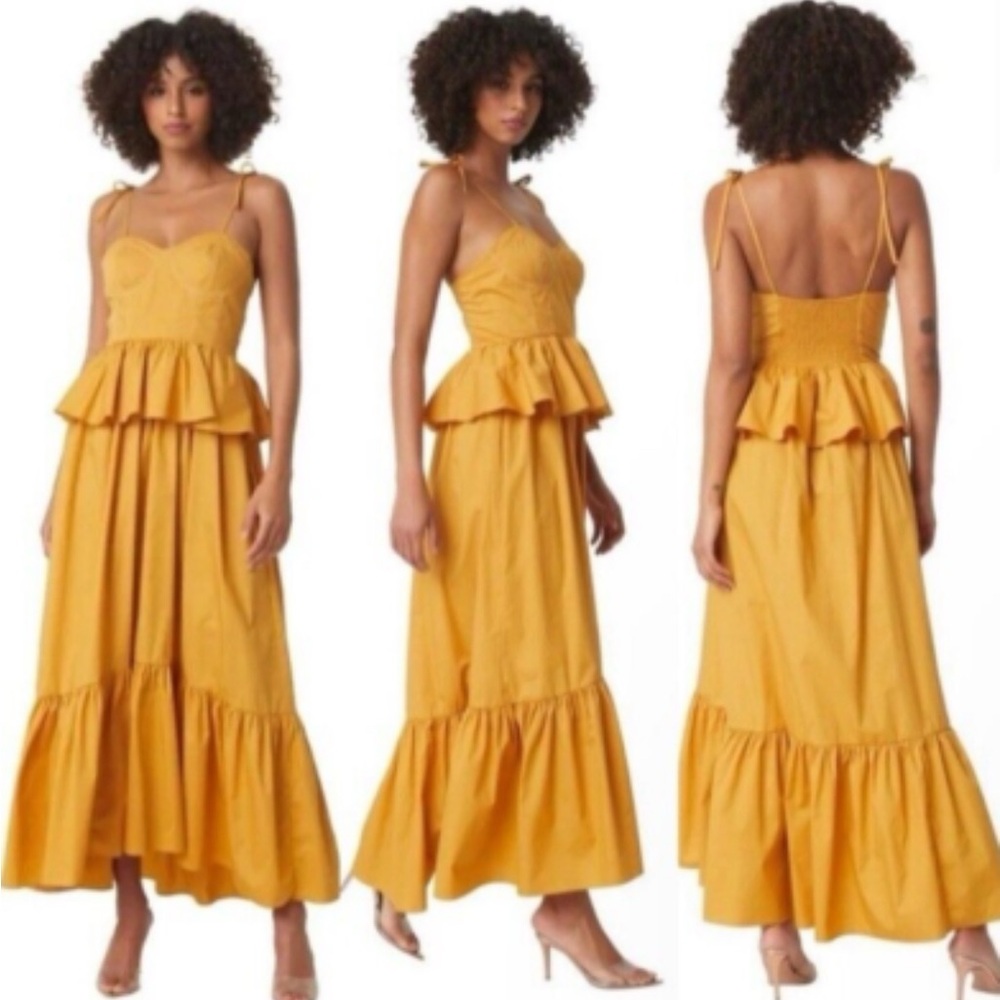 Misa - Yellow Tiered Maxi Dress NWT Large